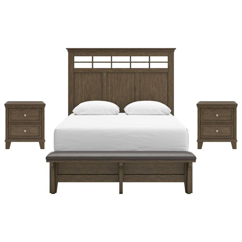 Ashley Queen Bed and Two Nightstands in Medium Brown, , large