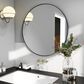 HOMLUX 24" Round Wall Mirror in Black, , large