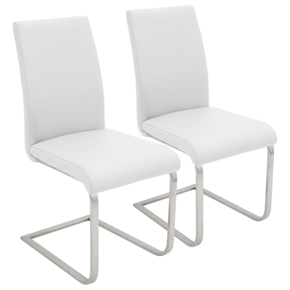 Lumisource Foster Dining Chair in White/Stainless Steel (Set of 2), , large