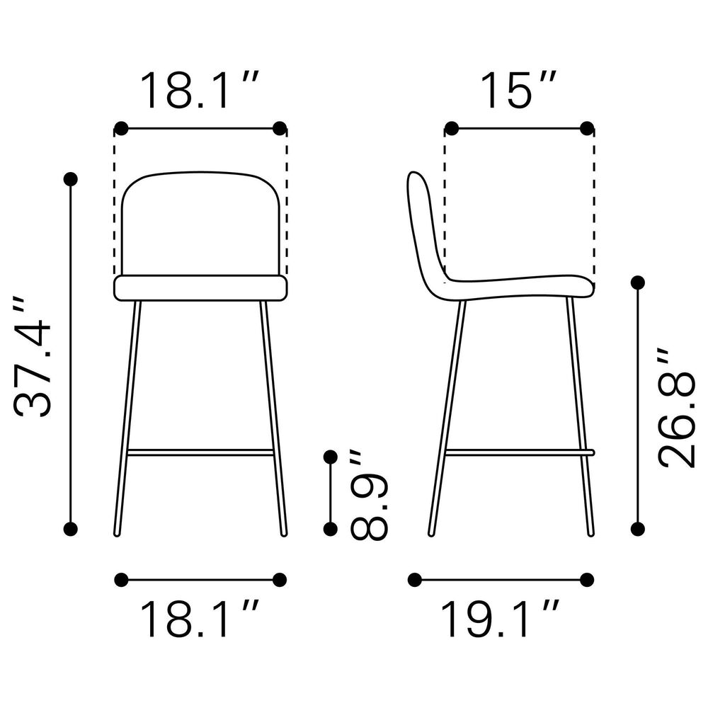 Zuo Modern Var Counter Stool in Yellow and Black, , large