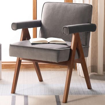 Safavieh Suri Arm Chair in Dark Grey Velvet, , large