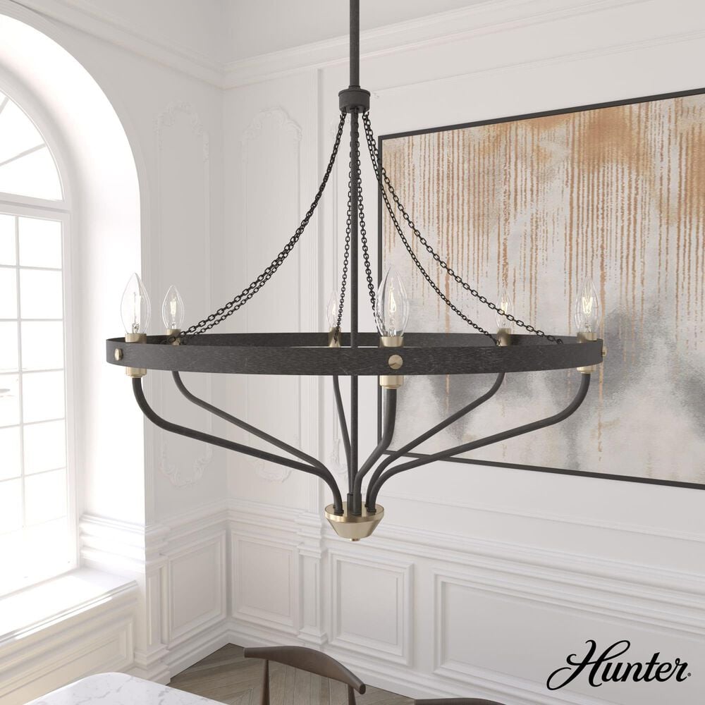 Hunter Merlin 6-Light Chandelier in Rustic Iron and Alturas Gold, , large