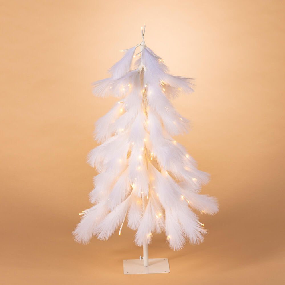 The Gerson Company 4&#39; Downswept Tree with 190 Warm White Lights in White, , large