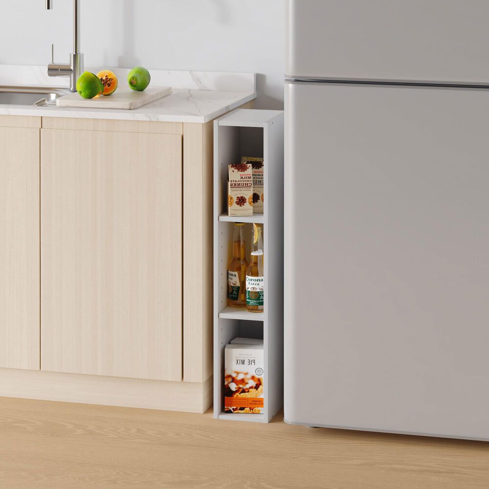 HOMLUX 6" 3-Tier Space Saving Bookcase with Open Adjustable Shelves in White, , large