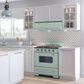 Unique Appliances Classic Retro 30" Radiant Electric Glass Top Convection Range in Summer Mint Green, , large