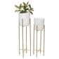 Maple and Jade Deep Recessed Dome Planter with Removable Stand in Matte White and Gold (Set of 2), , large