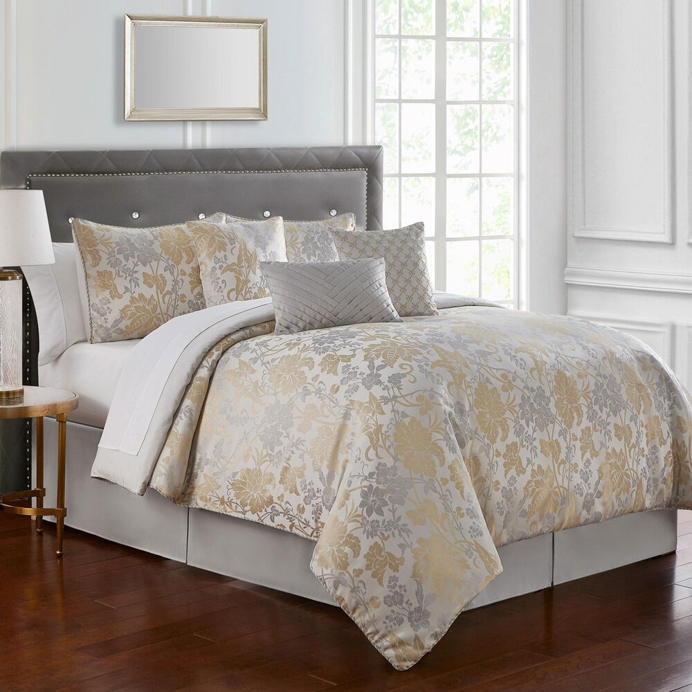 BCP Home Doyle 7-Piece Queen Comforter Set in Gold, Sand and Grey | NFM