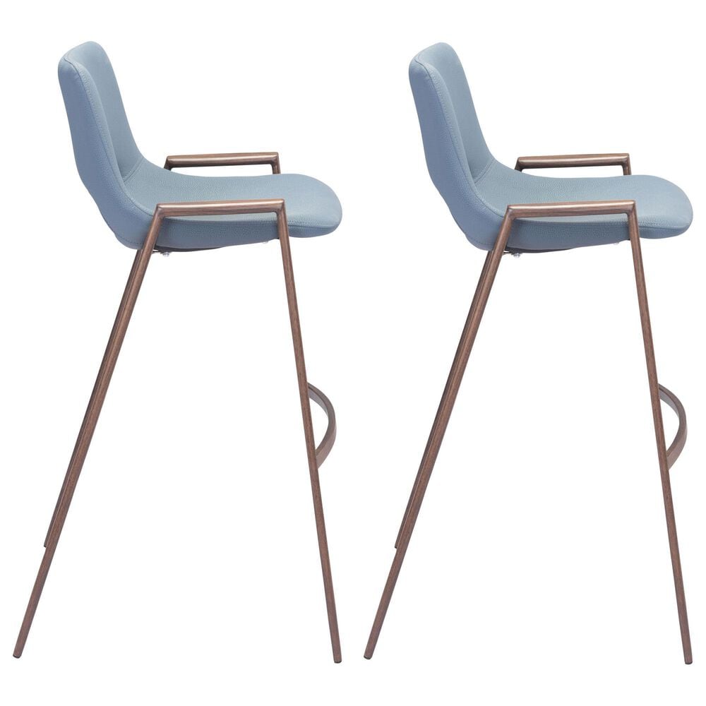 Zuo Modern Desi Bar Chair in Gray and Dark Brown &#40;Set of 2&#41;, , large