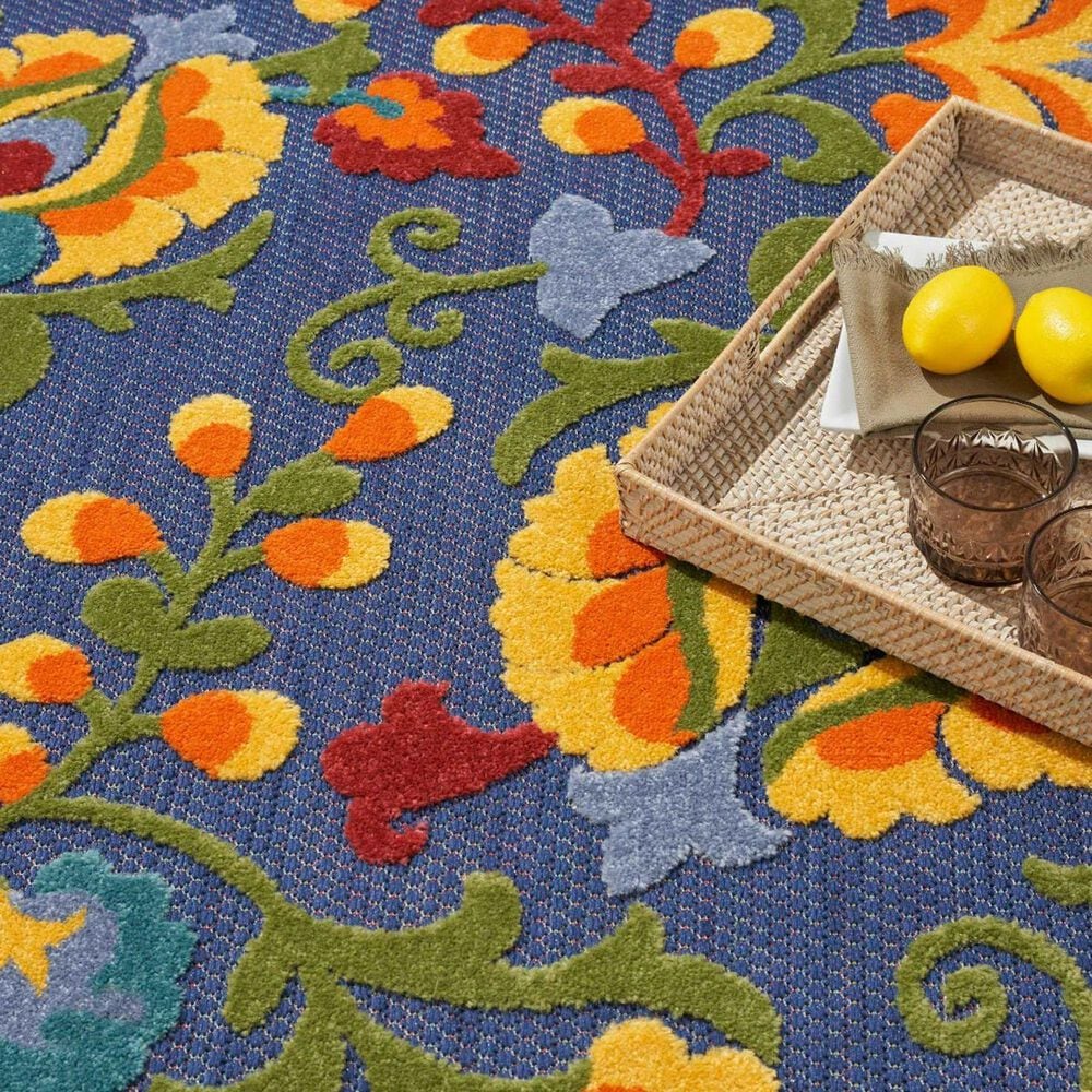 Nourison Aloha ALH17 3&#39;6&quot; x 5&#39;6&quot; Navy and Multicolor Indoor/Outdoor Area Rug, , large