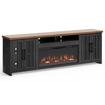 Legends Furniture Essex 97" Fireplace TV Stand in Black and Whiskey, , large