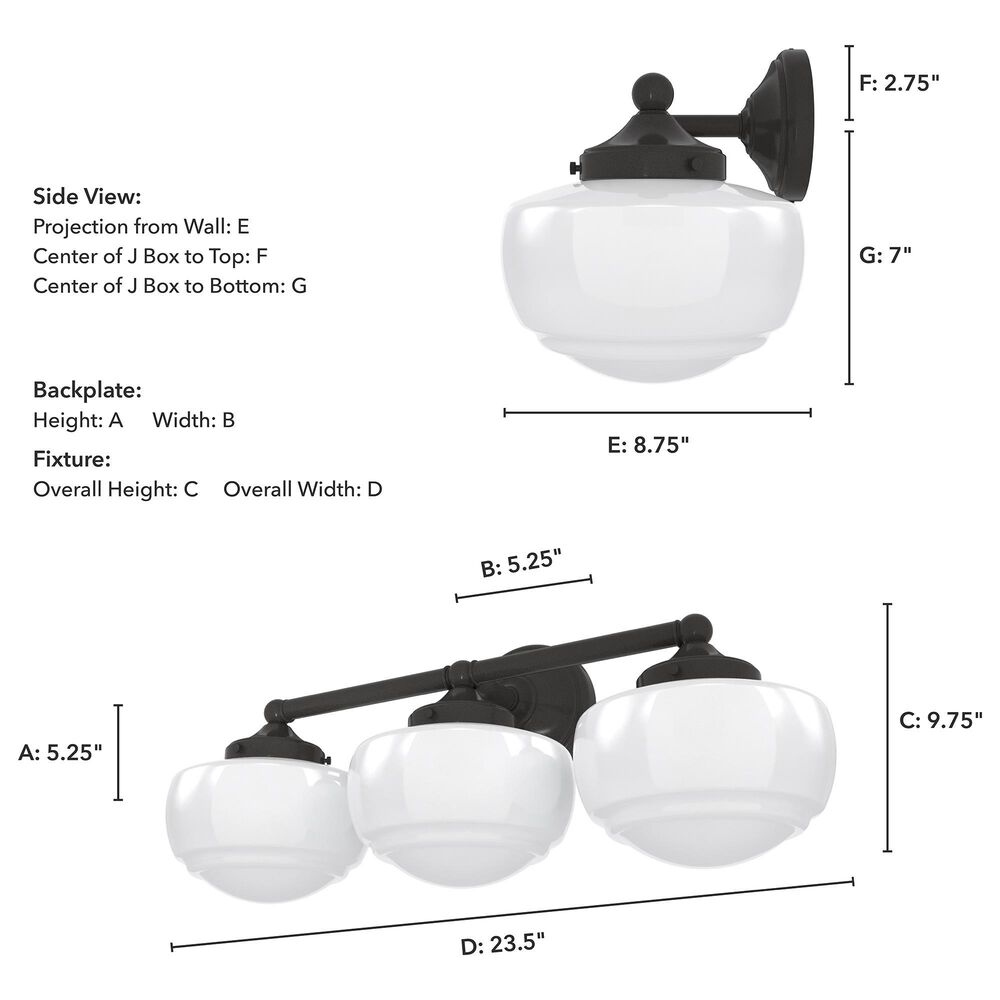Hunter Saddle Creek 3-Light Vanity with White Shade in Noble Bronze, , large