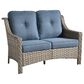HOMLUX Outdoor Rattan Loveseat with Ergonomic Backrest in Denim Blue, , large