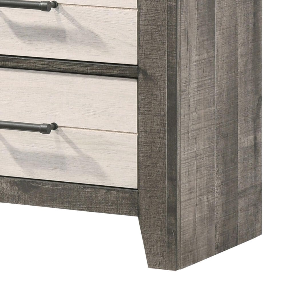 Crown Mark Rhett 3-Piece King Platform Bedroom Set with Two Nightstands in Gray and White, , large