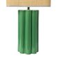 Creative Coop Paisley Stoneware Table Lamp with Fluted Base and Raffia Shade in Green, , large