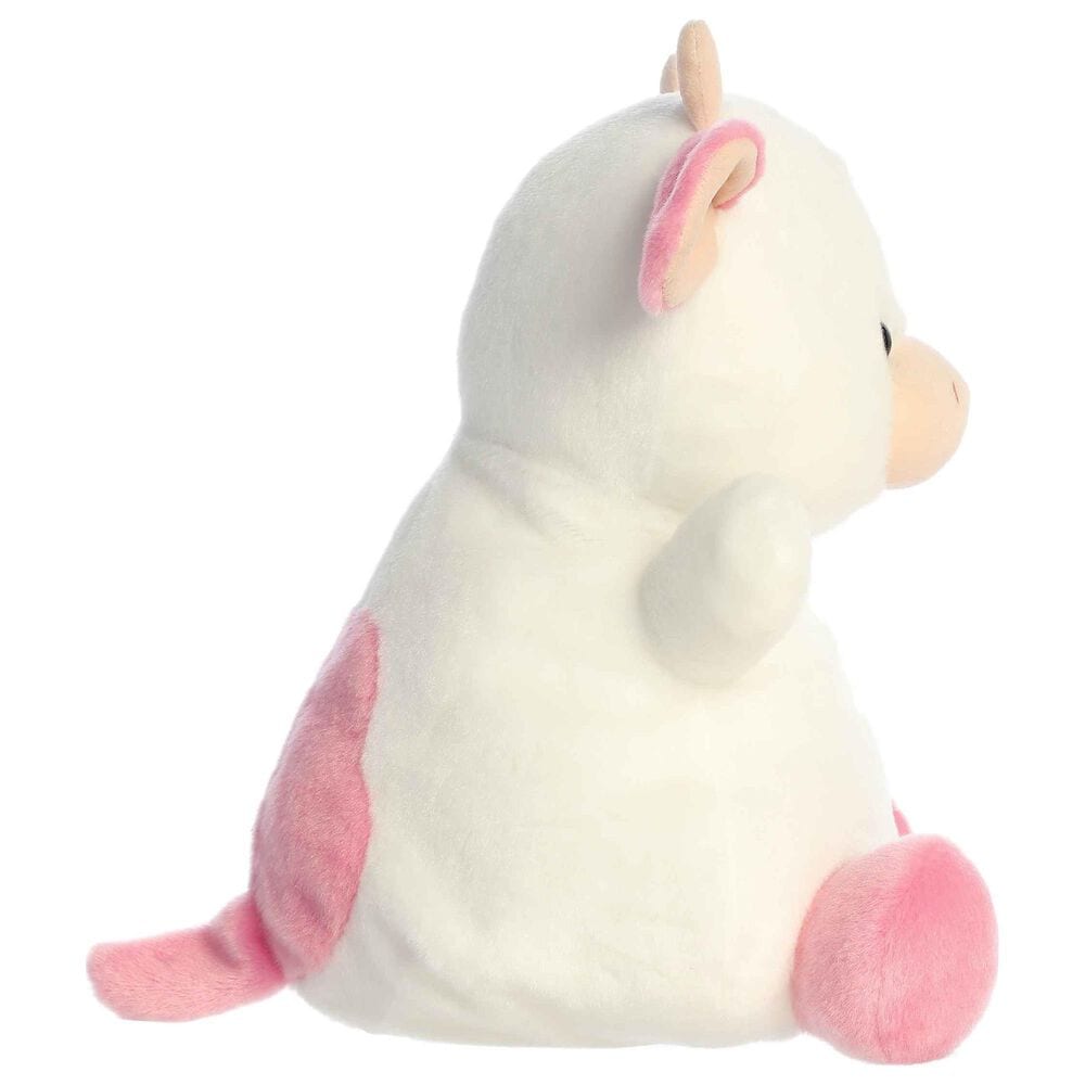 Aurora 13&quot; Belle Strawberry Cow Stuffed Animal in Soft White and Vibrant Pink Strawberry, , large