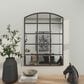 Maple and Jade 40" x 30" Arched Window Pane Wall Mirror in Matte Black, , large