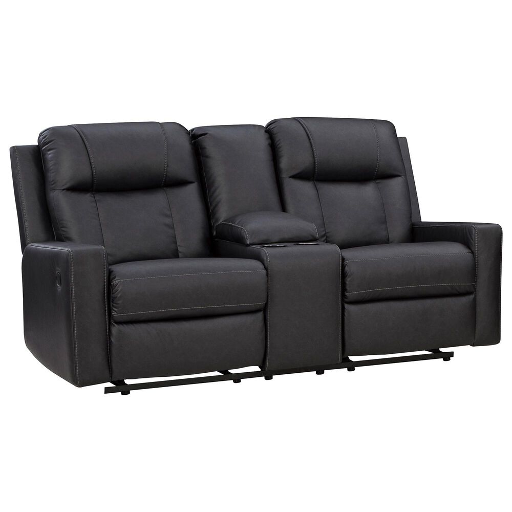 Ashley Mackmenville Manual Double Reclining Loveseat with Console in Carbon, , large