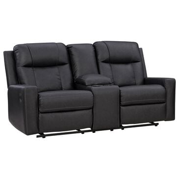 Ashley Mackmenville Manual Double Reclining Loveseat with Console in Carbon, , large