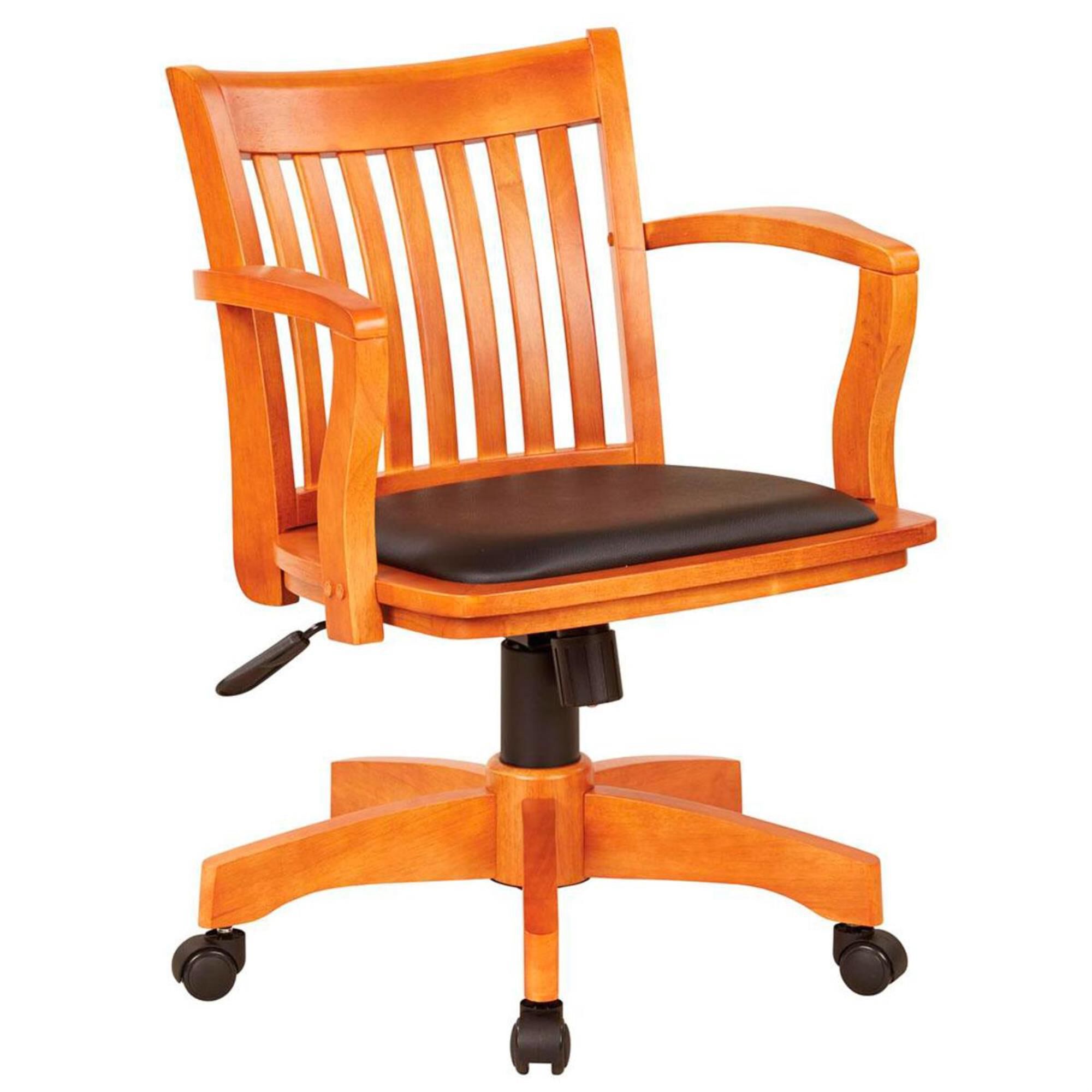 OSP Home Deluxe Wood Banker s Chair with Vinyl Padded Seat in