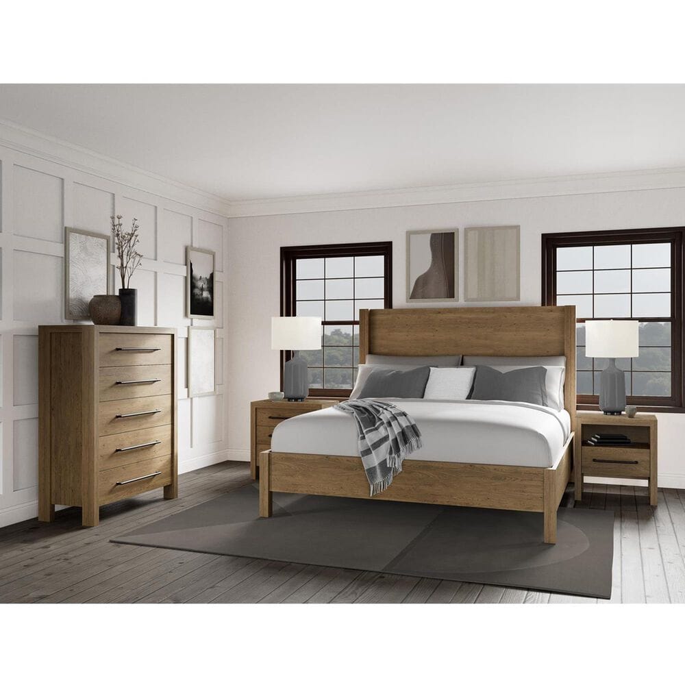 Riverside Furniture Davie King Wood Panel Bed in Pale Oak, , large