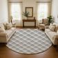 Dalyn Rug Company Soft Essentials Plaid Putty 8" Round Indoor/Outdoor Area Rug, , large