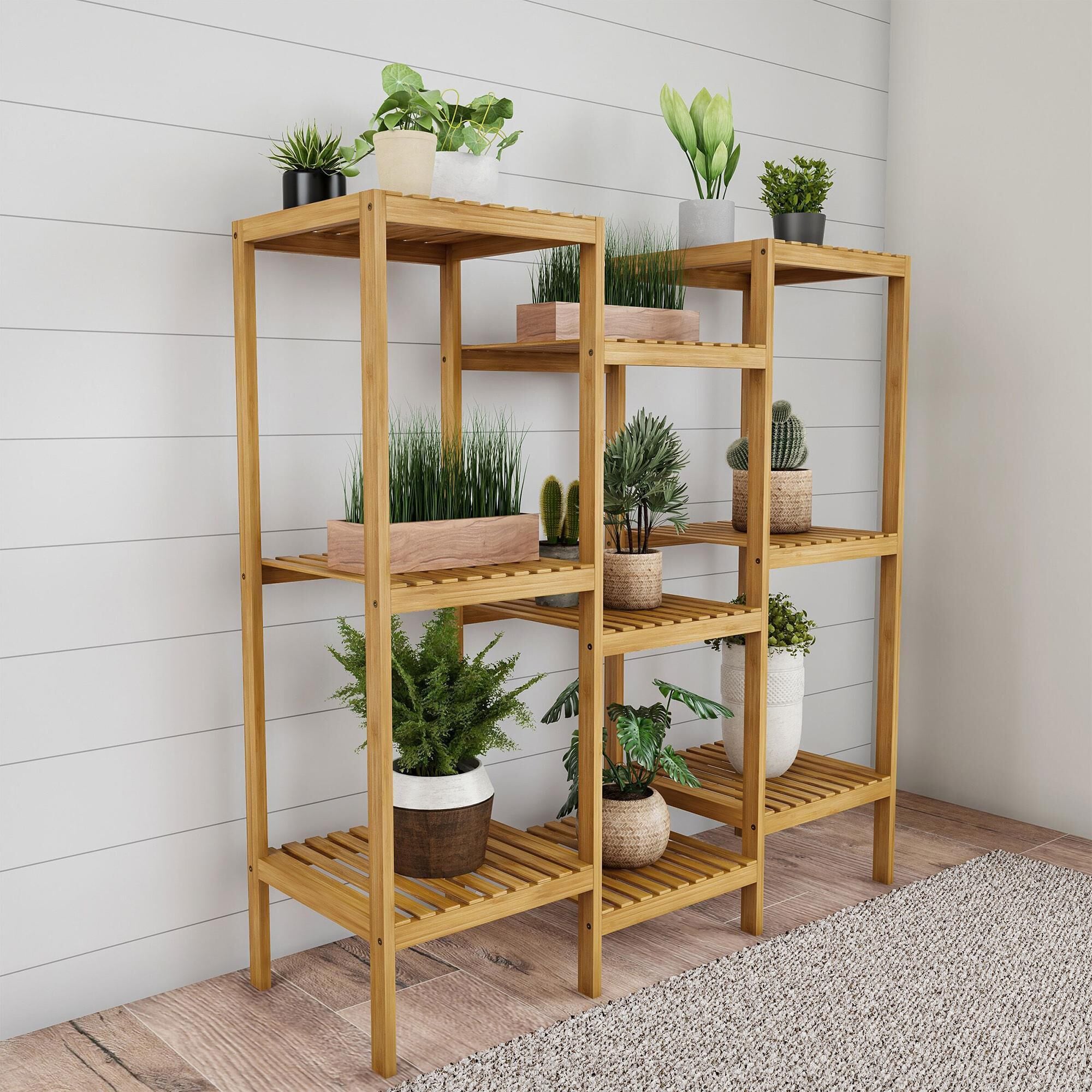 Timberlake Pure Garden 9-Shelf Plant Stand in Natural Wood