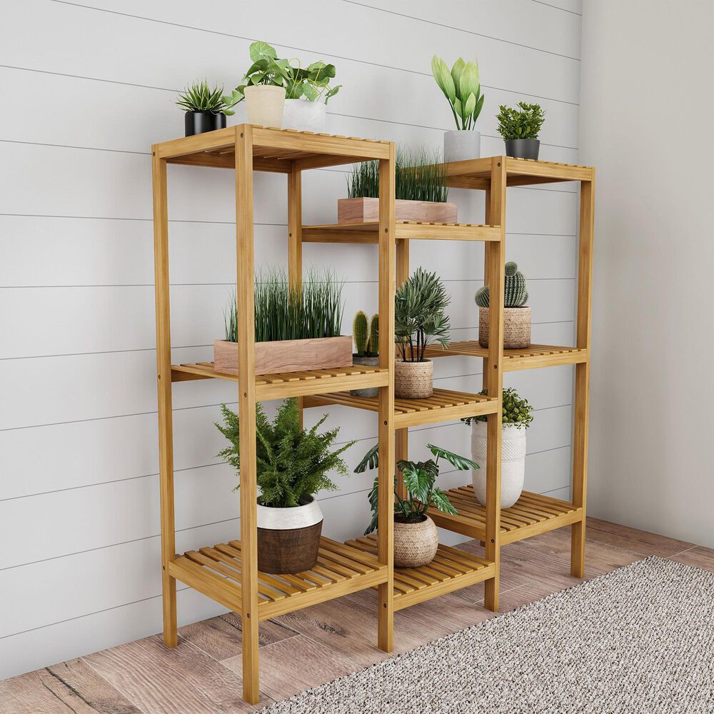 Timberlake Pure Garden 9-Shelf Plant Stand in Natural Wood, , large