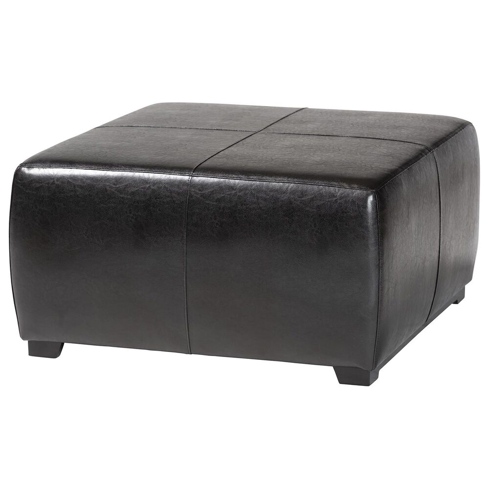 Baxton Studio Square Ottoman Footstool in Black, , large