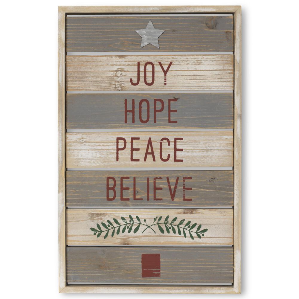 The Gerson Company Wood Holiday Reversible Wall Sign in Brown, , large