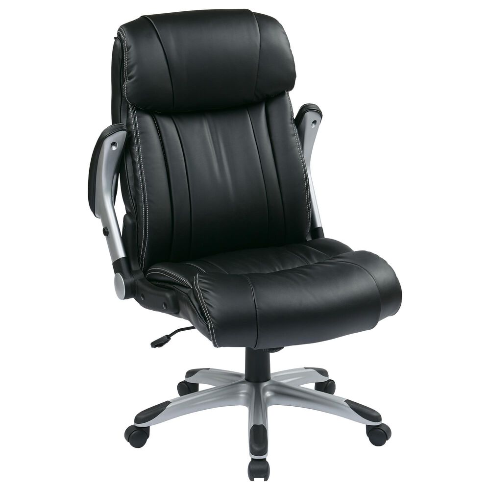 OSP Home Executive Bonded Leather Chair with Black Cushion, , large
