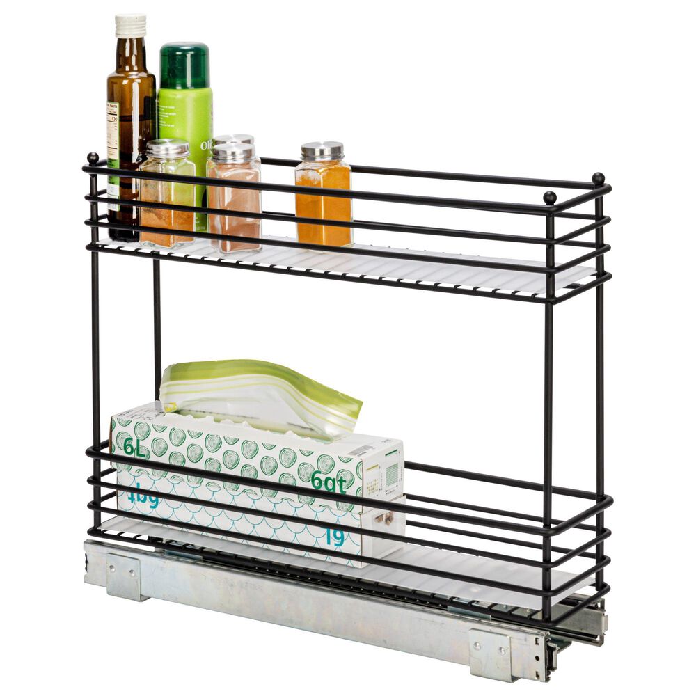 Household Essentials Glidez 2-Tier Multipurpose Pull Out/Slide Out Storage Organizer in Black, , large