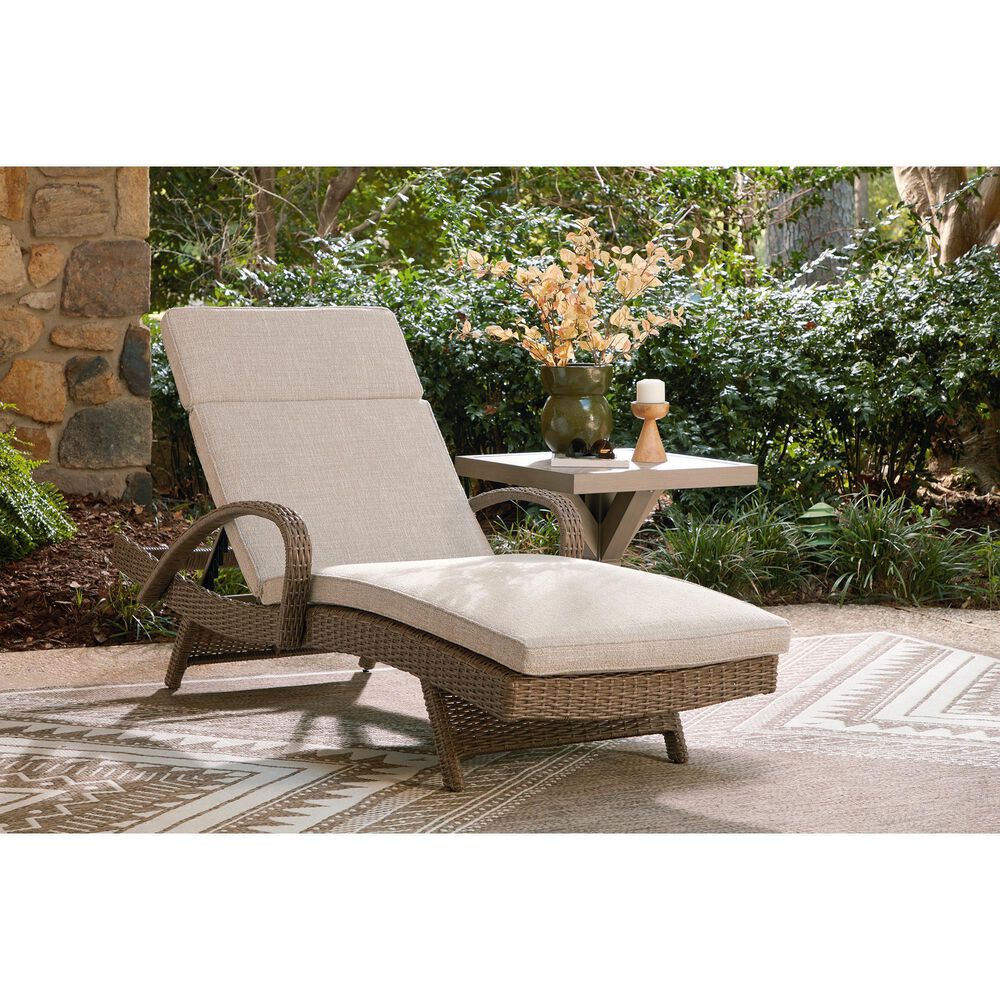 Ashley Laguna Heights Patio Chaise Lounge with Cushion in Beige, , large