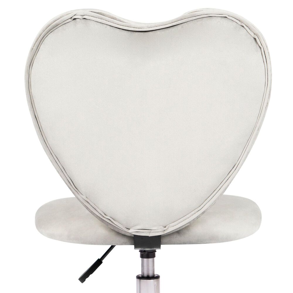 Impressions Vanity Heart Swivel Vanity Chair with Cool Grey Cushion in Matte Silver, , large