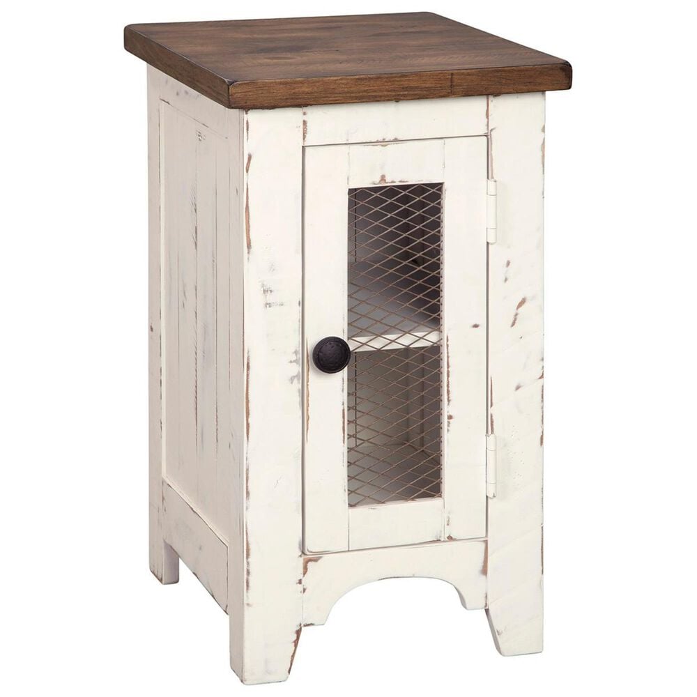Ashley Wystfield Chairside Table in Vintage White and Warm Brown, , large