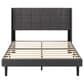 HOMLUX Full Upholstered Platform Bed Frame with Tufted Headboard in Dark Gray, , large