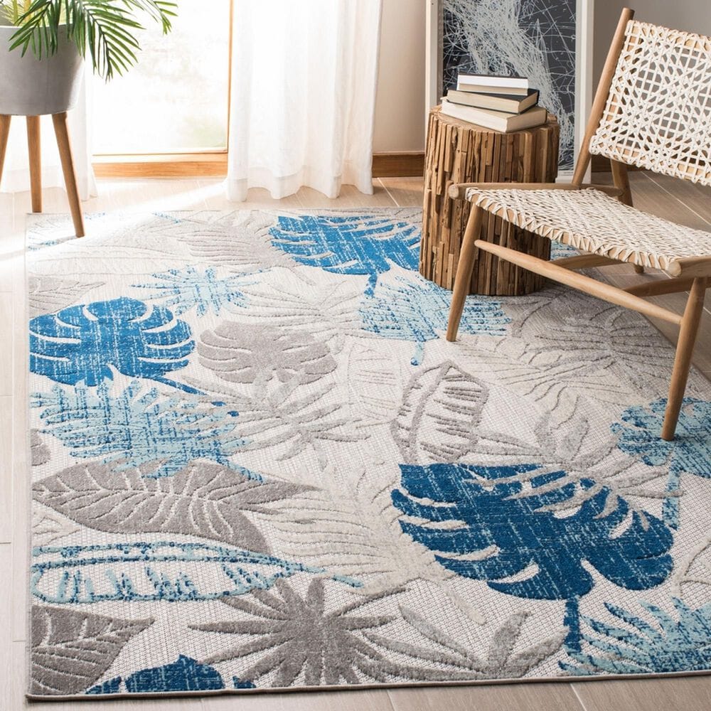 Safavieh Cabana CBN831F 6&#39; x 9&#39; Grey and Blue Indoor/Outdoor Area Performance Rug, , large