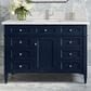 James Martin Vanities Brittany 60" Single Bathroom Vanity in Victory Blue with Single Hole 3 cm White Zeus Quartz Top and Rectangular Sink, , large