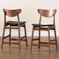 Baxton Studio Latina Counter Stool with Black Cushion in Walnut (Set of 2), , large