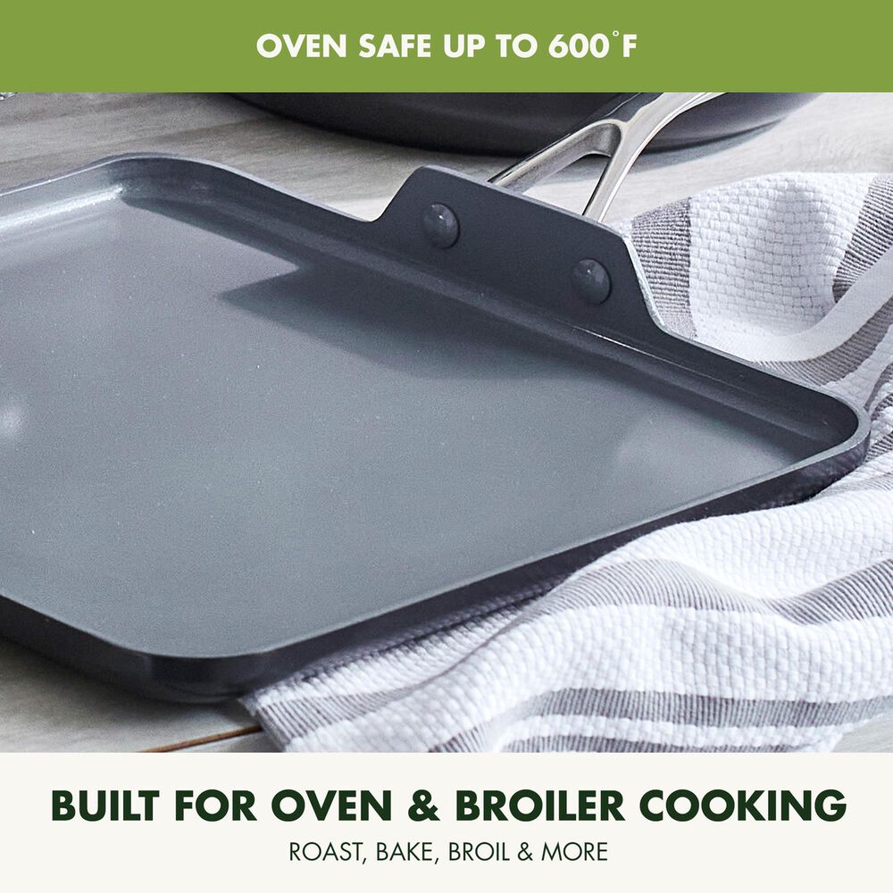 Green Pan Valencia Pro 11" Nonstick Square Griddle in Grey, , large