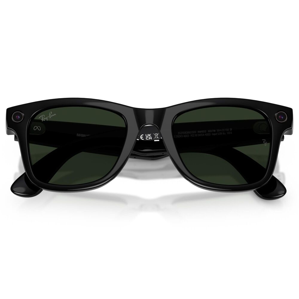 Rayban Glasses Wayfarer Gen 2 50mm Sunglasses with Clear and Graphite Green Transitions Lenses in Shiny Black, , large