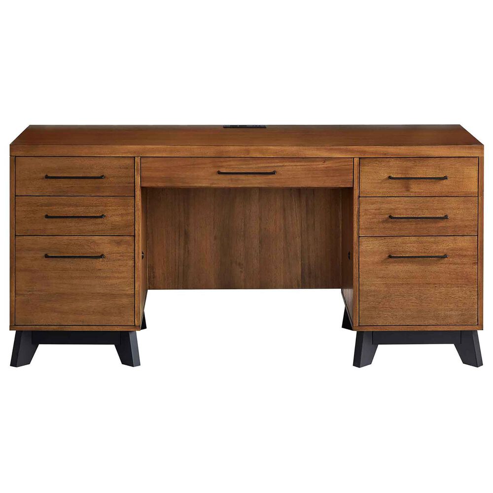 Wycliff Bay Avery Credenza Desk in Medium Brown and Black, , large