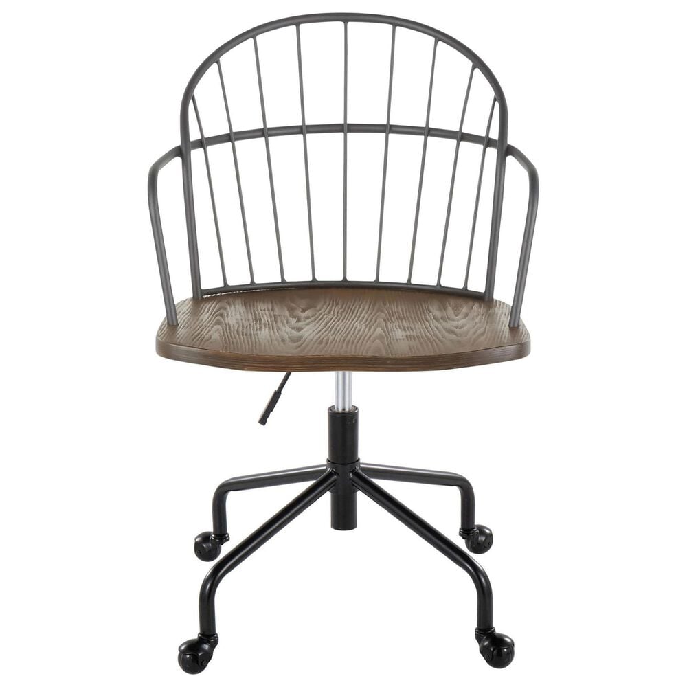 Lumisource Riley Office Chair in Black and Dark Walnut, , large