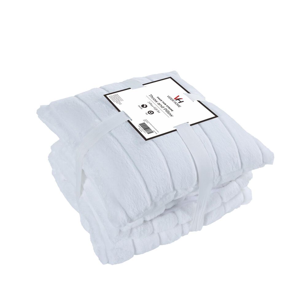 Jiangsu Royal Home 50"x 60" Plush Throw Pillow Set in White, , large