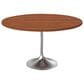 Leisuremod LeisureMod Verve Collection 48 Round Dining Table, Brushed Chrome Base with Cognac Brown MDF Top, , large