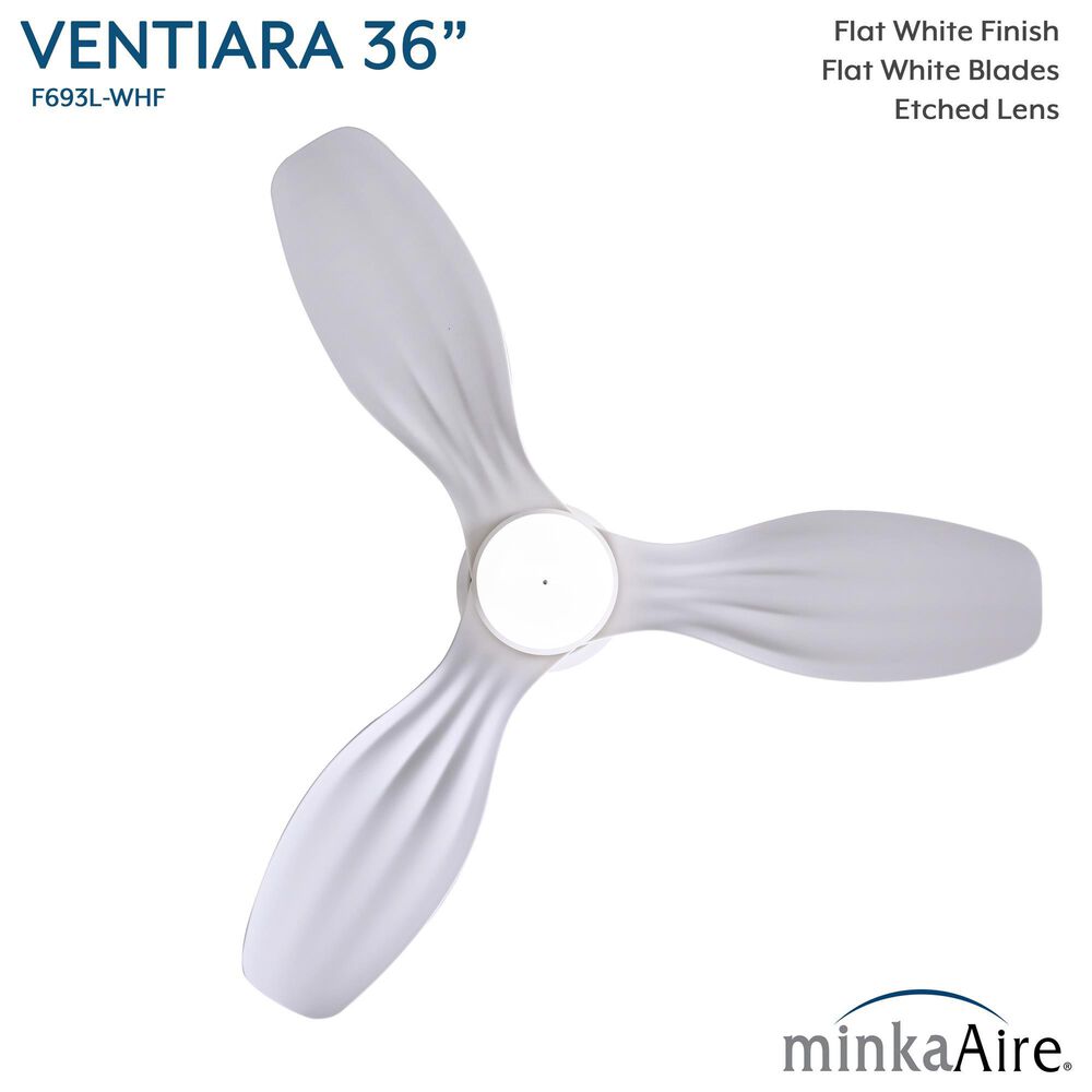 Minka-Aire Ventiara 36" LED Flush Mount Indoor/Outdoor Ceiling Fan in Flat White, , large