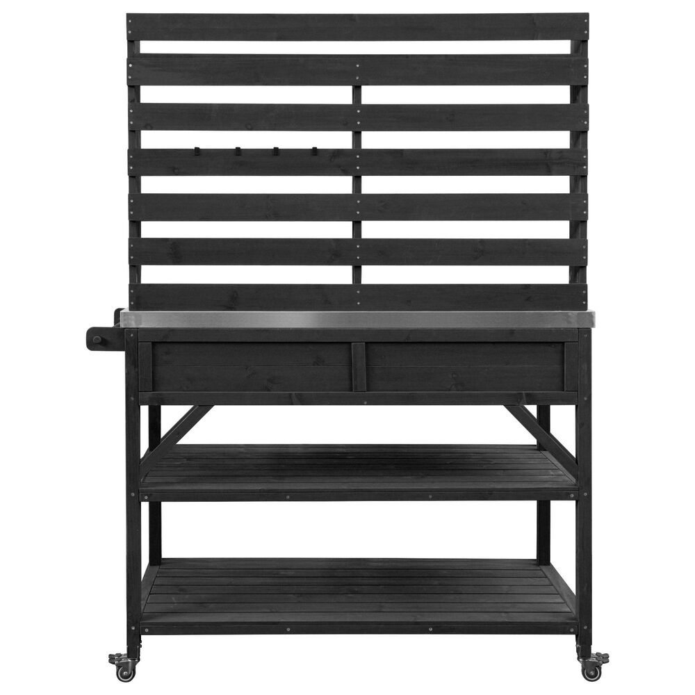 HOMLUX 65" Outdoor Potting Bench Table in Black, , large