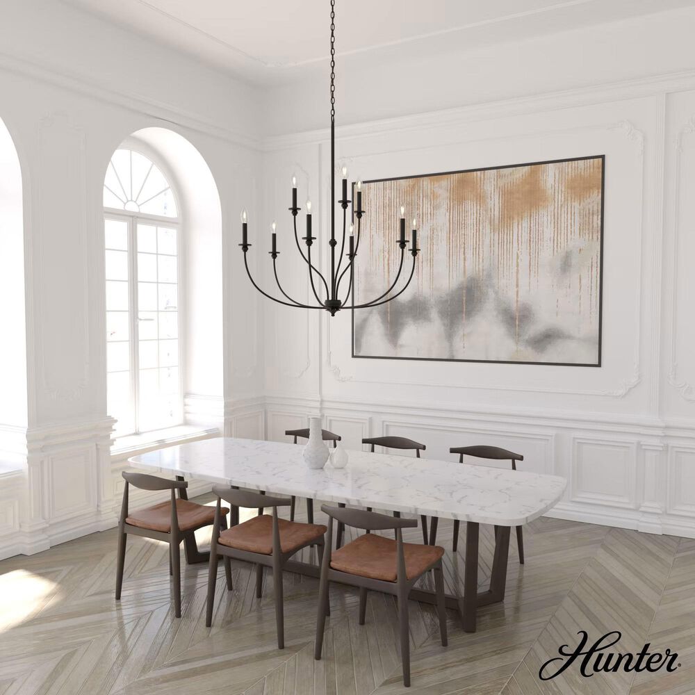 Hunter Southcrest 9-Light Chandelier in Flat Matte Black, , large