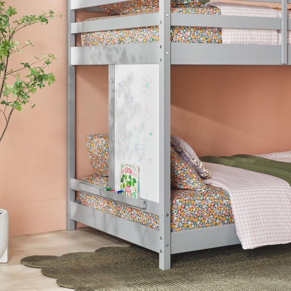 Walker Edison Skyler Twin over Twin Bunk Bed in Grey, , large