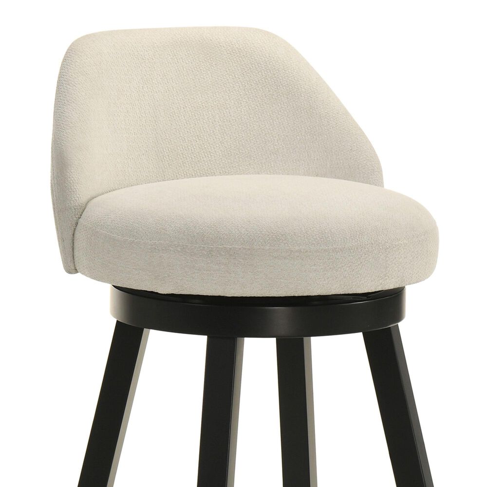 Armen Living Erika Swivel Counter Height Stool with Cream Upholstery in Black, , large