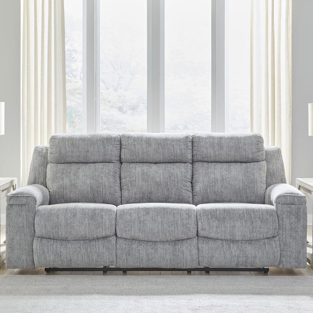 Ashley Buntington Manual Reclining Sofa in Pewter, , large
